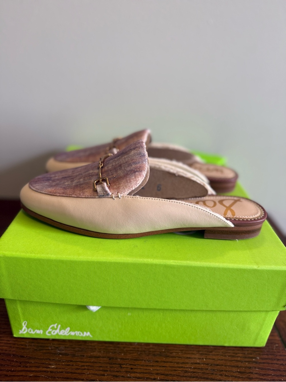 Sam Edelman Linnie Multicolor Pastel Tweed Slip-On Mules with Gold‎ Hardware